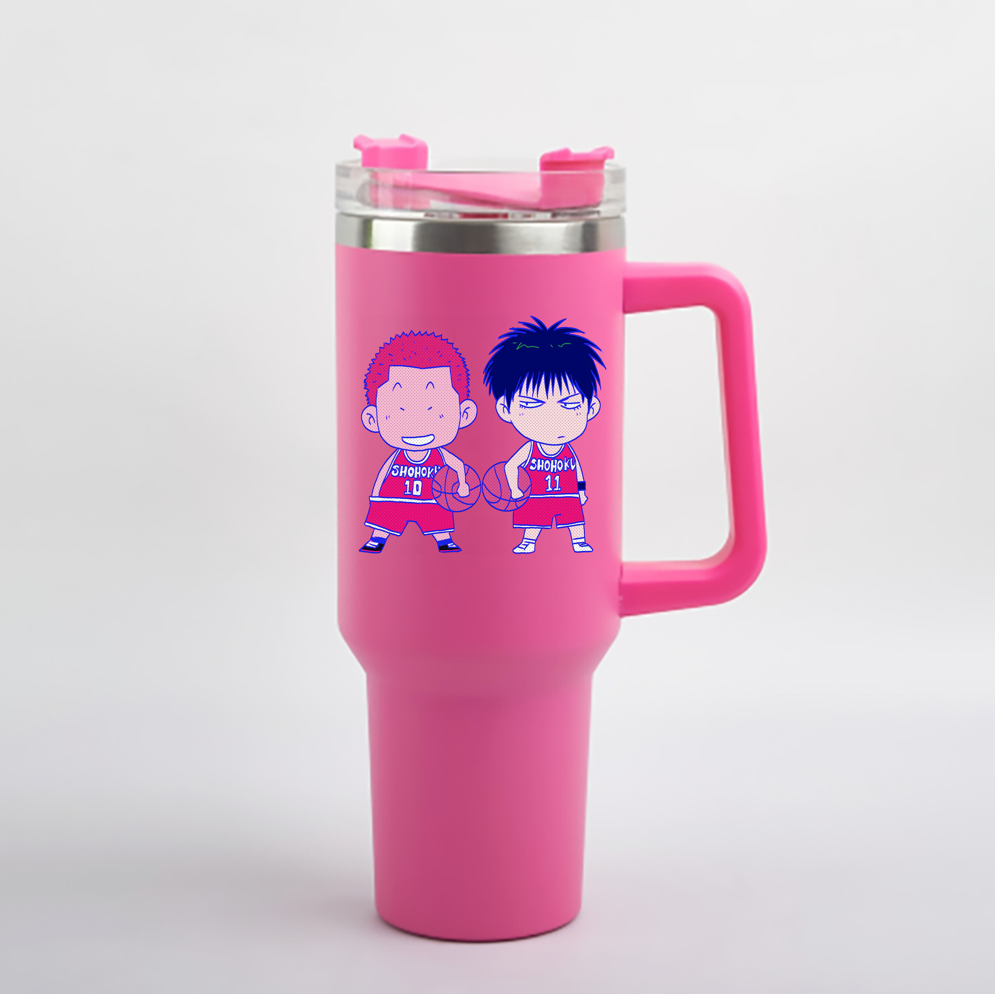 （画像用） SLAM DUNK／スラムダンク 1200mL車用タンブラー - クリスタルステッカー（プラスチックストロー付き）